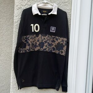 10DEEP NYC Black Brown Floral Long Sleeve Collared Shirt Men's Size L